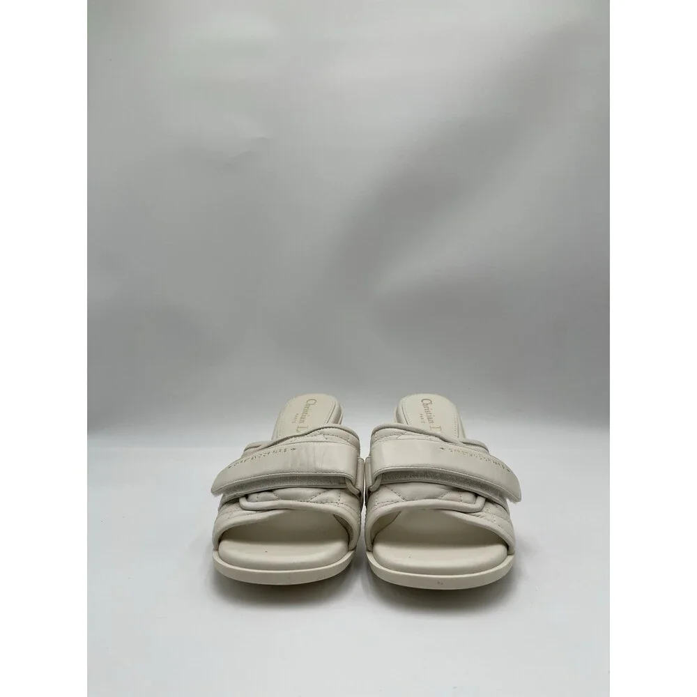 Dior Dio(r)evolution Cannage heeled sandals White quilted leather Size 36.5 - Picture 2 of 6